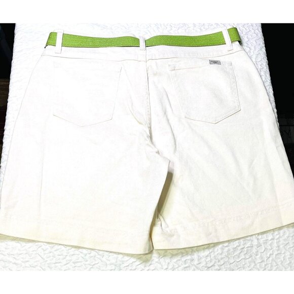 Riders By Lee Womens White Shorts With Green Belt Loop14M Cotton/Spandex - Picture 2 of 4
